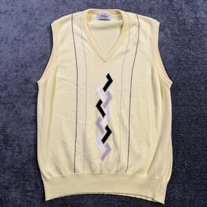 Titleist Collection Men's Yellow Sweater Vest Size Large Made In Scotland Cotton
